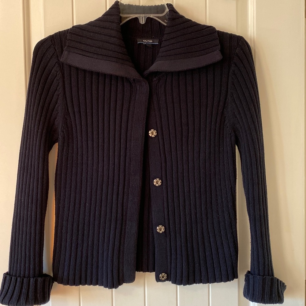 Nautica Ribbed Knit Sweater Cardigan